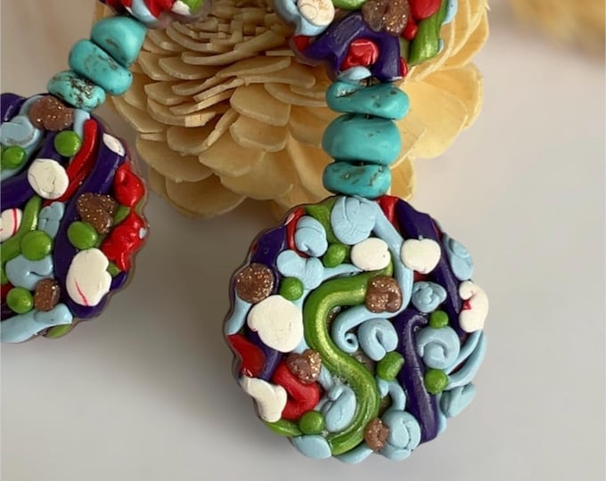 Handmade Polymer Clay Earrings. Boho Style.
