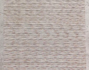 Handloom Wool Viscose Rug – Soft Silk Sheen, Textured Grey Beige Carpet (5x8)