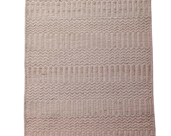 Handwoven Wool Jute Dhurrie Rug: Minimalist Flatweave, Eco-Friendly 8x10
