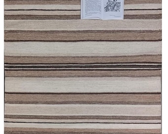 Handwoven Wool Dhurrie Rug 5x8: Striped Flatweave in Natural Tones