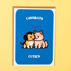Carte de félicitations Cuties / / Chiot mignon félicitations carte de voeux pour couple d'étapes importantes de la relation de fiançailles
