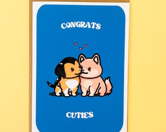 Congratulations Cuties Card // Cute Puppy Congratulations Greeting Card for Engagement Relationship Milestones Couple