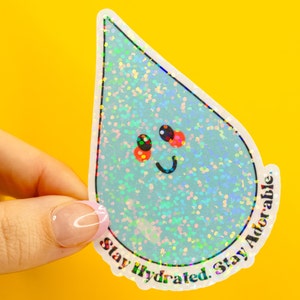 Restez hydraté. Restez adorable. Sticker vinyle//Joli rappel de boire de l'eau Sticker découpé pour bouteille d'eau carnet de notes pour ordinateur portable
