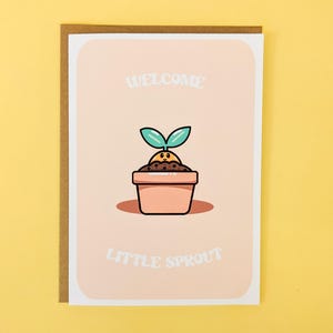 Carte de bienvenue petite pousse//carte de voeux mignonne de félicitations de bourgeon de plante pour le nouvel animal de compagnie de bébé