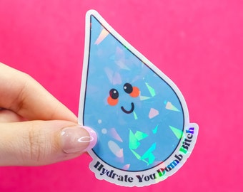 Funny Hydrate Reminder Vinyl Sticker: Sassy Water Bottle Decal
