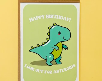 Funny T-Rex Birthday Card for Friend, Family (5x7)