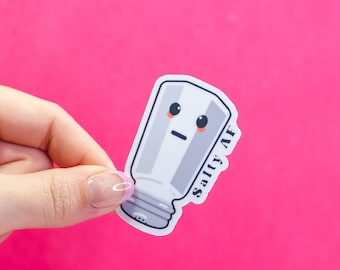 Salty AF Vinyl Sticker  // Funny Moody Diecut Sticker for Water Bottle Laptop Journaling Notebook