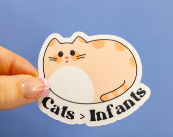 Cats > Infants Vinyl Sticker // Cute Cat Diecut Sticker for Water Bottle Laptop Journaling Notebook