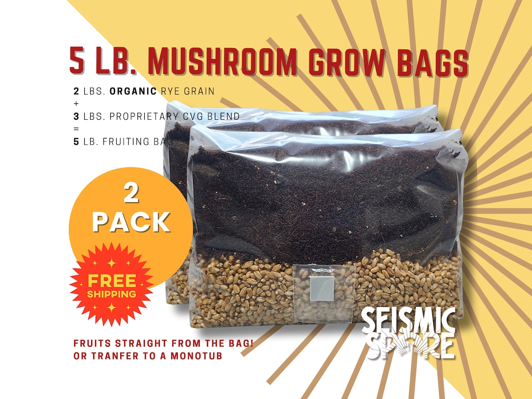 2x Mushroom Grow Bags 5 Lb. Each All in One Grow Bags Etsy