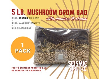 5 lb All-In-One Mushroom Grow Bag: Rye, Manure & Straw