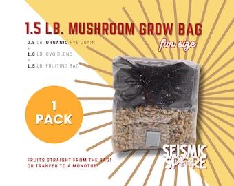 All In One Mushroom Grow Bag: Sterilized Rye Grain & CVG Substrate