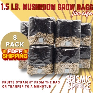 8x Mushroom Grow Bags: Sterilized Rye Grain, CVG Substrate