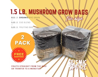 All-In-One Mushroom Grow Bags: Sterilized Rye Grain & CVG Substrate - 1.5 lbs (2x)