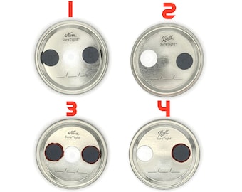 12x Mushroom Grain Jar Lids: Wide Mouth, Self-Healing Port & Filter
