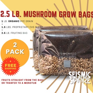 Mushroom Cultivation Kit: All-in-One Grow Bags with Organic Rye Berries & CVG Substrate - Ideal for Mycology Enthusiasts