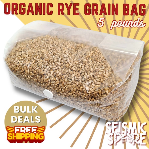 5lb. Rye Grain Bag, Organic Mushroom Substrate with SHIP, Rye Berry Mushroom Substrate