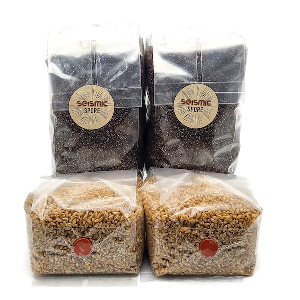 Bulk Mushroom Substrate includes 2x 2.5 lb. Sterilized Rye Grain Bags w/ RTV SHIP, 2x 5 lb. Pasteurized CVG