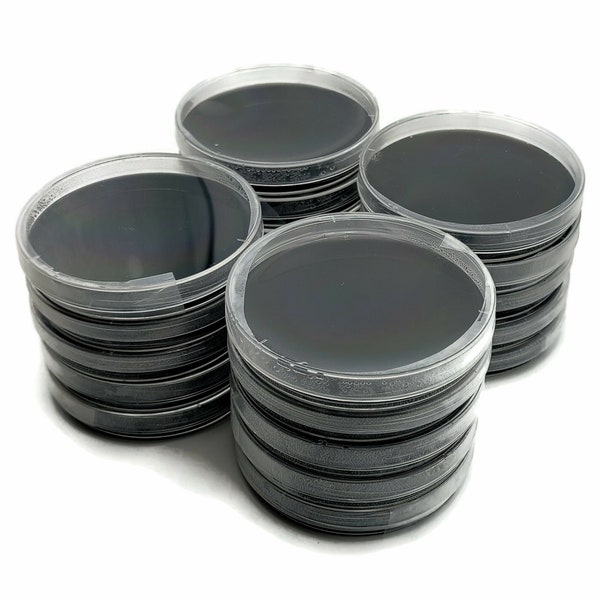 20 Malt Black Agar Plates, Activated Charcoal Agar Petri Dishes, Sterilized Agar Plates Individually Packaged, Parafilm Supplied