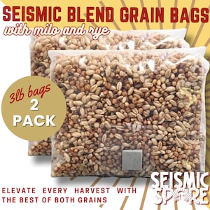 Seismic Blend Mushroom Grain Bags - 3 lb. Milo/Sorghum Millet & Rye - 2 Pack