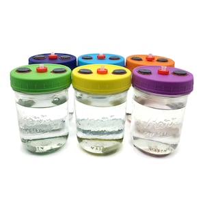 6x Pint Liquid Culture Solution Jars, Leak-proof Wide Mouth Lids, Assorted Colors, 0.22 μm Syringe Filter, Self-healing Port