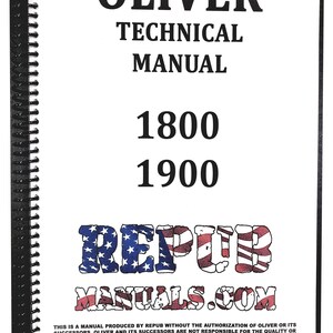 Oliver 1900 Technical Service Repair Shop Manual