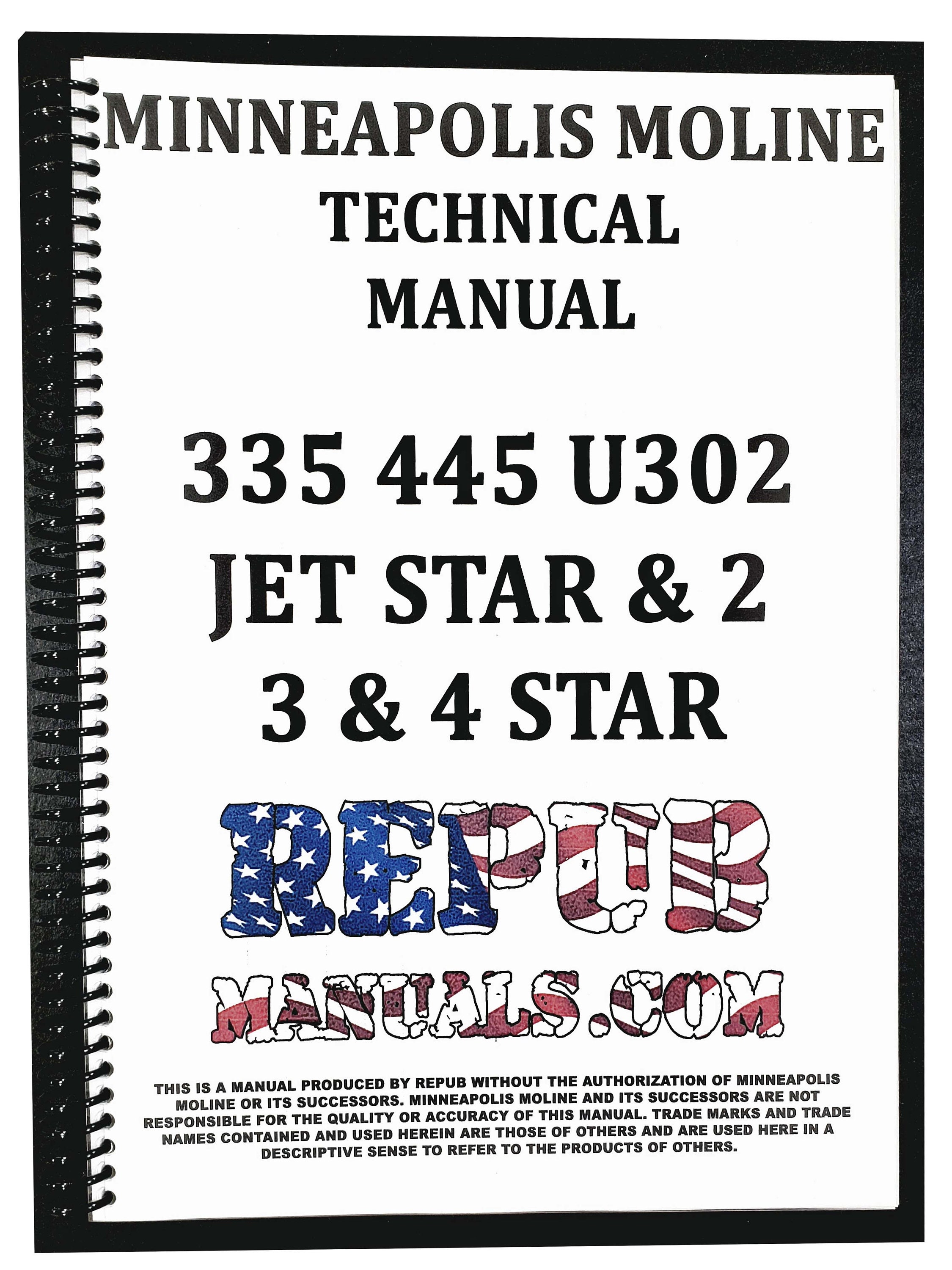 Minneapolis Moline 335 445 jet star super tractor service repair shop manual