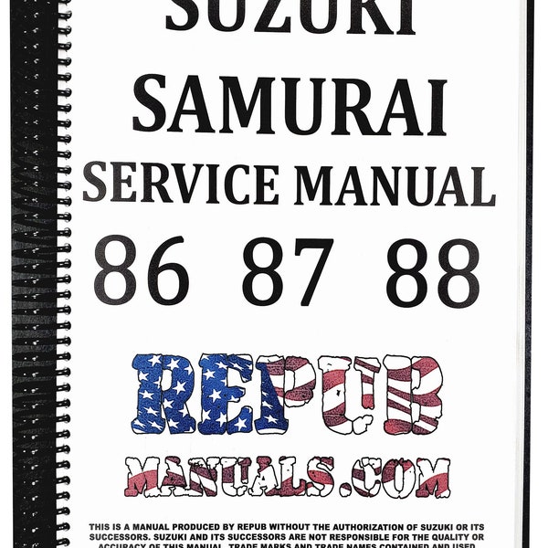 Suzuki Samurai 1986 1987 1988 Technical Service Repair Shop Manual