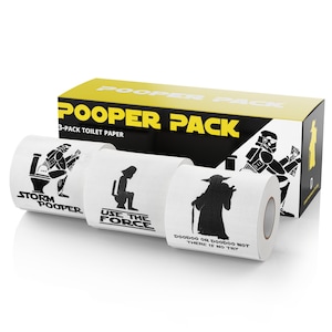 Star Wars Toilet Paper | Pooper Pack 3-Pack Star Wars Parody Toilet Paper Set | Star Wars Bathroom Decor | 3 Unique Rolls