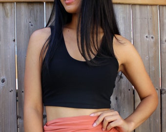 Eco-Friendly Bamboo Crop Top in Black