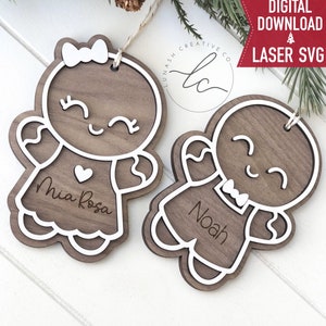 Gingerbread Laser Svg File- Ornament Digital Download, Glowforge