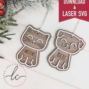 Cat, Dog, Pet, Paw Print Laser Svg File- Ornament Digital Download, Glowforge