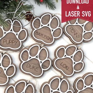 Fichier Svg laser empreinte de patte - Ornement en téléchargement numérique, Glowforge