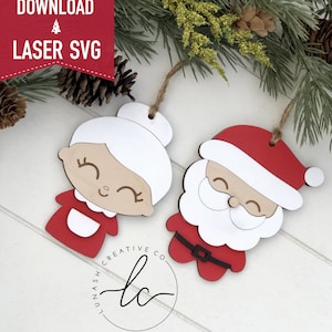 Papai Noel, Sra. Claus Laser Svg File- Ornament Digital Download, Glowforge