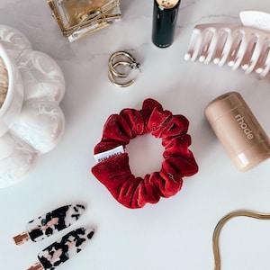 Ruby Red Velvet Mini Scrunchie - Regular Size Scrunchie