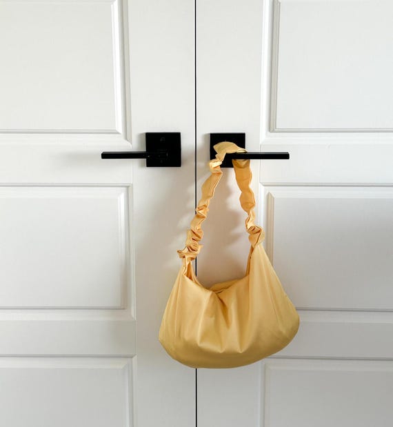 Yellow Satin Scrunchie Shoulder Bag: Handmade in Canada