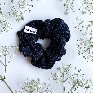 Sparkly Sapphire Everyday Scrunchy - Stretchy Material - Regular Size Scrunchie - Metallic Material