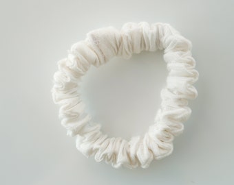 White Mini Scrunchie - Cotton Material - Skinny Scrunchie