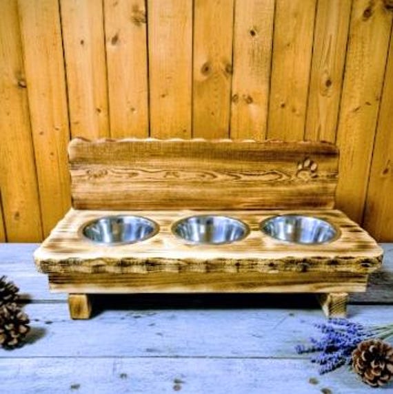 3x 800ml Personalisierte Fressbar Futterbar fr Hunde aus Altholz inkl. 3  Npfe - Etsy.de