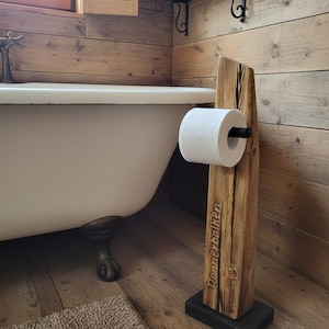 Portarrollos de papel higiénico, viga reciclada, soporte para rollos de papel higiénico de baño