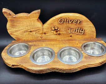 Cat feeding station, including 4 bowls (200ml each)