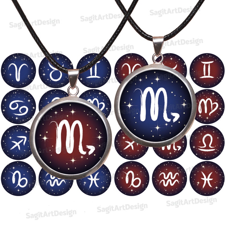 Digital cut file horoscope zodiac Zodiac signs digital Collage sheets for making pendants and jewelry Bottle cap 1 Inch Circle Cabochon