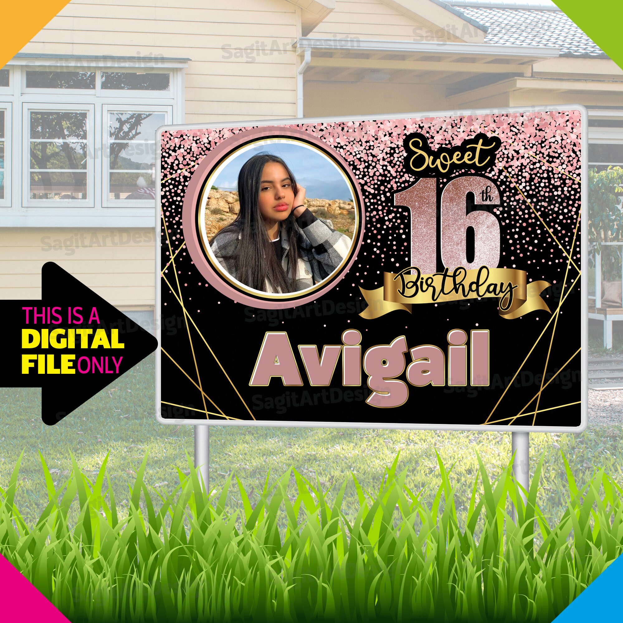 Sweet 16 decoration INSTANT DOWNLOAD Sweet 16 backdrop 16th | Etsy