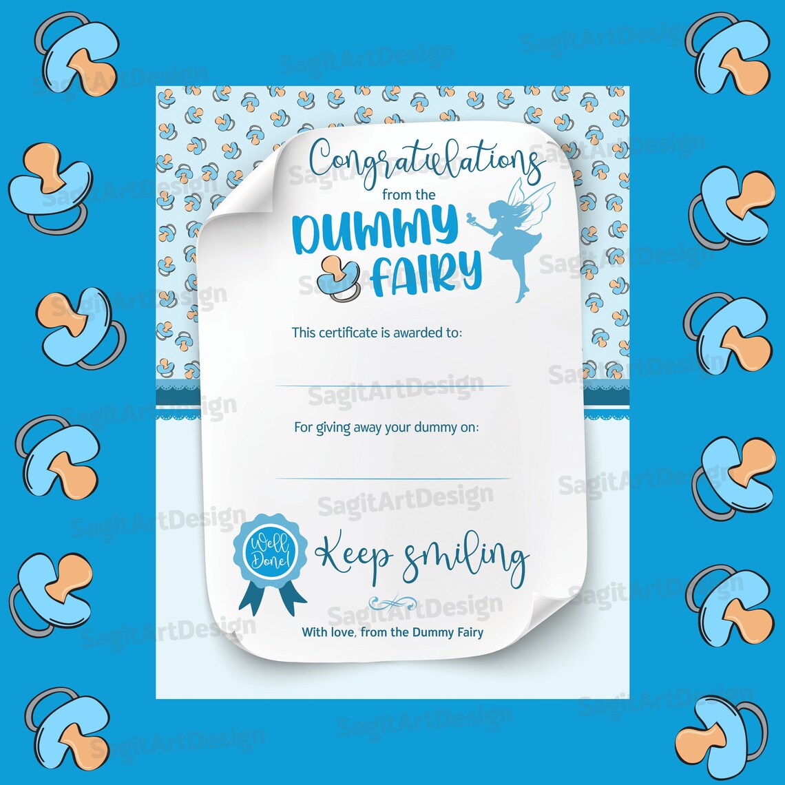 Certificate From the Dummy Fairy Age Regression Pacifier Etsy Canada