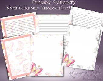 Papelería imprimible/Papelería de mariposa/Papel de escritura/DESCARGA DIGITAL