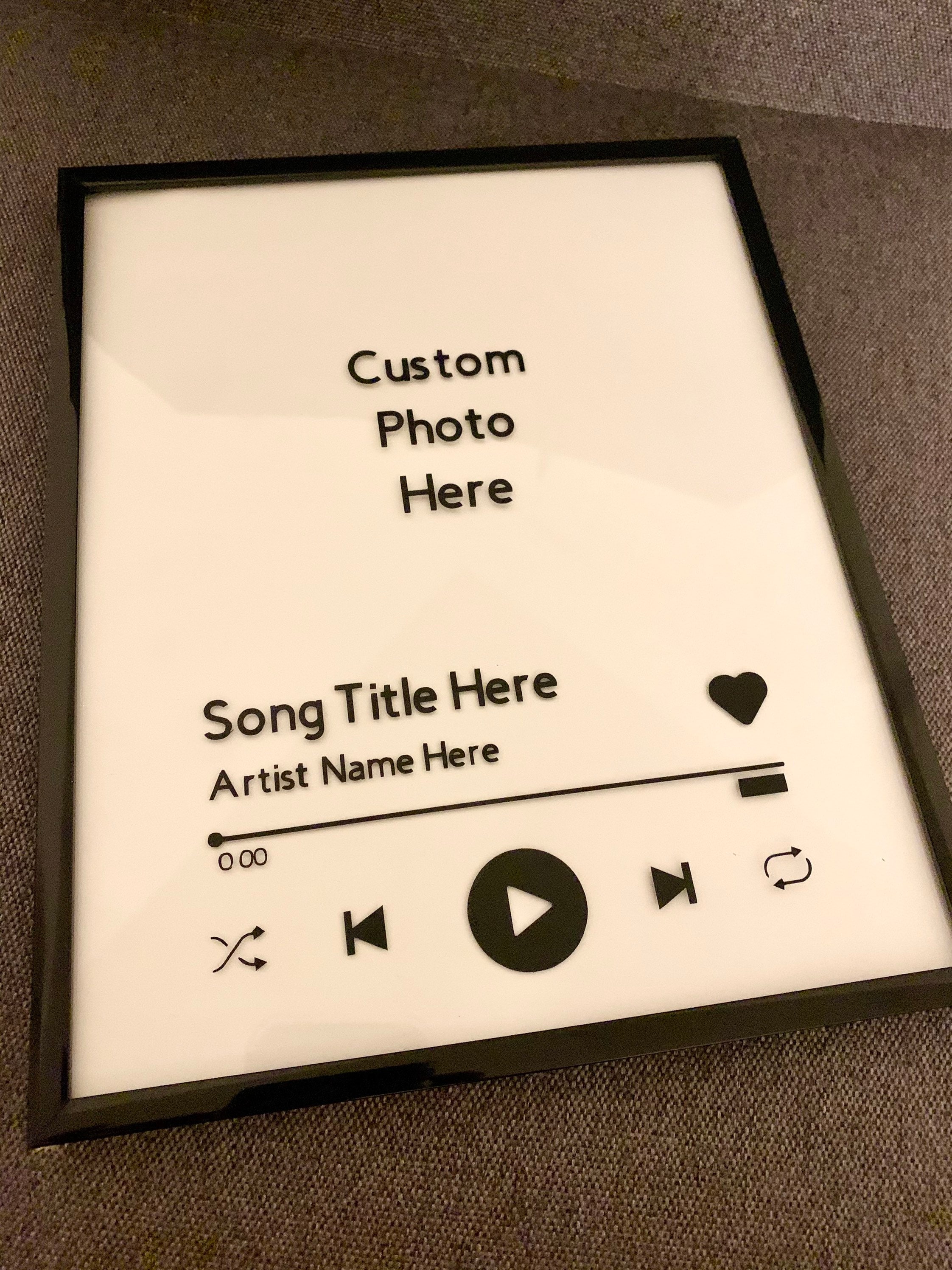 Custom Song 8x10 Glass Photo Frame Etsy