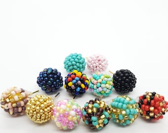 Beaded Sphere Huichol Earrings