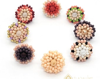 Beaded Flower Huichol Earrings