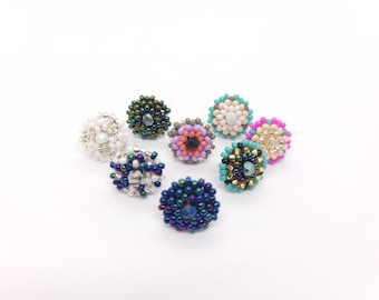 Beaded Flower Huichol Earrings