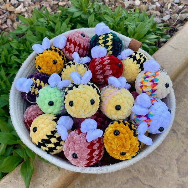 Custom Mini Crochet Bee Ball Keychain | Soft Amigurumi Ball | Crochet Animal Keychain