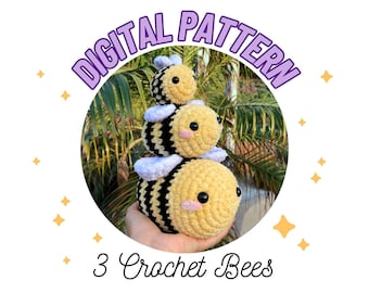 Amigurumi Bee Crochet Pattern - 3 Sizes | Digital Pattern Only (PDF Download)